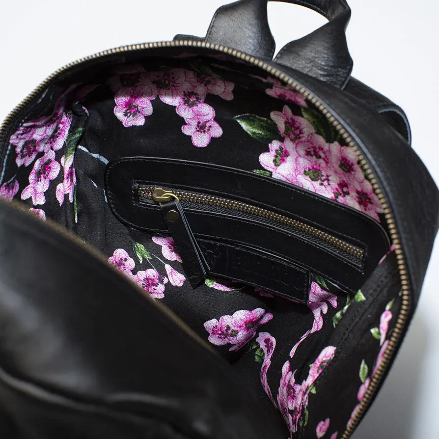 Black Cowhide Leather Backpack