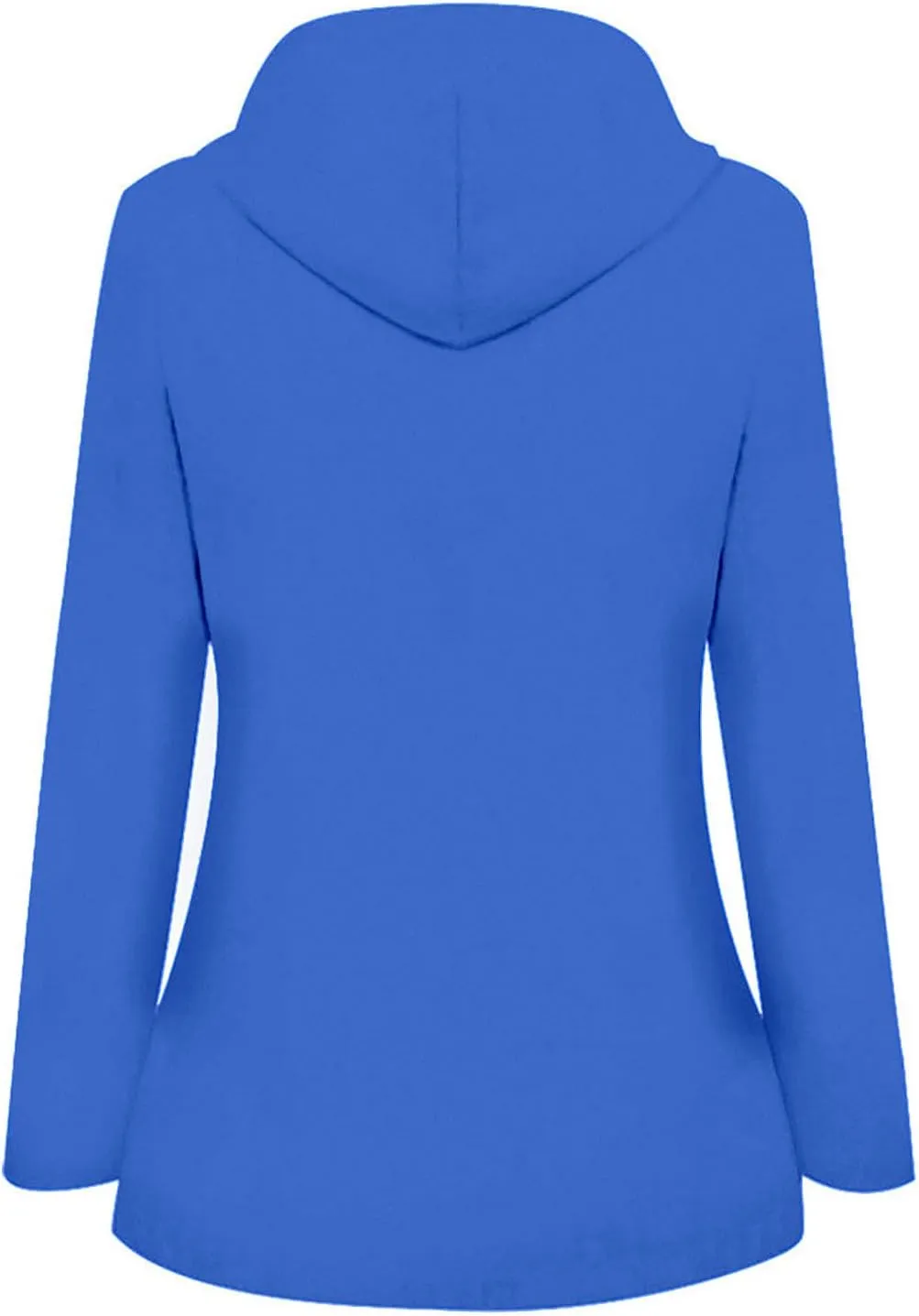 Blue Raincoat Women Waterproof Long Hooded Trench Coats Lined Windbreaker Travel Jacket with Pockets