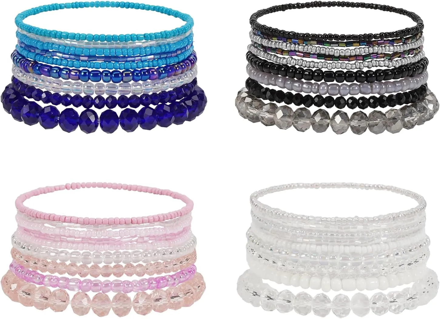 Bohemia Beaded Stretch Bracelets Set for Women Stackable Bracelets Summer Beach Jewelry