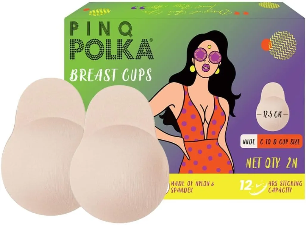 Breast Lift Cup - Reusable Adhesive Nipple Cover with Travel Bag - Stick on Bra Shape Enhancer Push Up Pasties