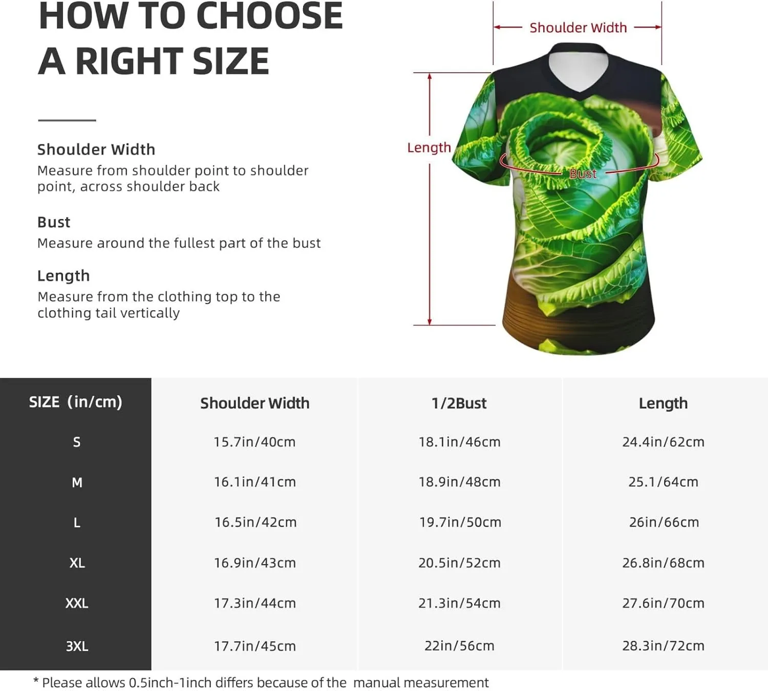Bright Cabbage Print Stylish Women Classic V Neck T Shirt Soft Short Sleeve Tee for Casual Outings