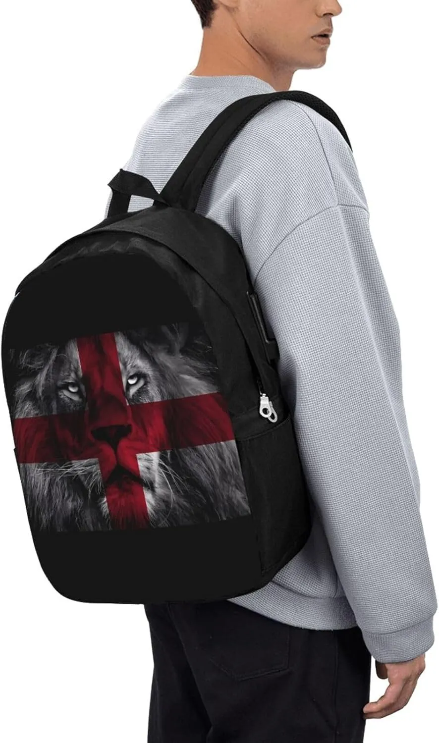 British England UK English Lion Flag Laptop Backpacks Travel Backpack Casual Business Daypack Sport Rucksack Computer Bag Fits up to 17 Inch Notebook with USB Port