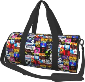 Broadway Musical Collage Sports Duffle Bag For Travel Heavy Duty Gym Bag, Tactical Gear Bags For Tactical Equipment, Or As Carry On Travel Duffel Bags