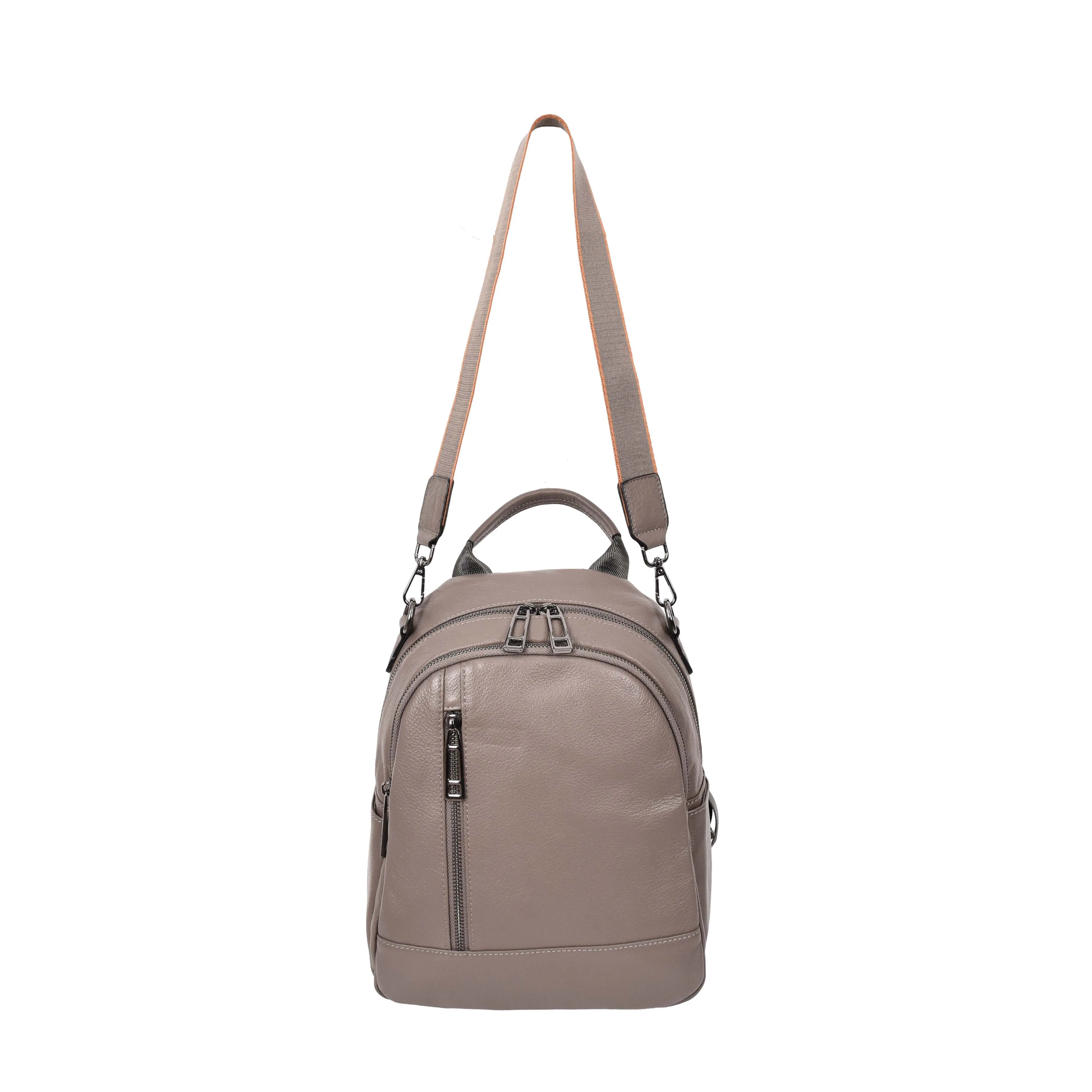 Calgary Women's Organiser Genuine Leather Backpack Grey