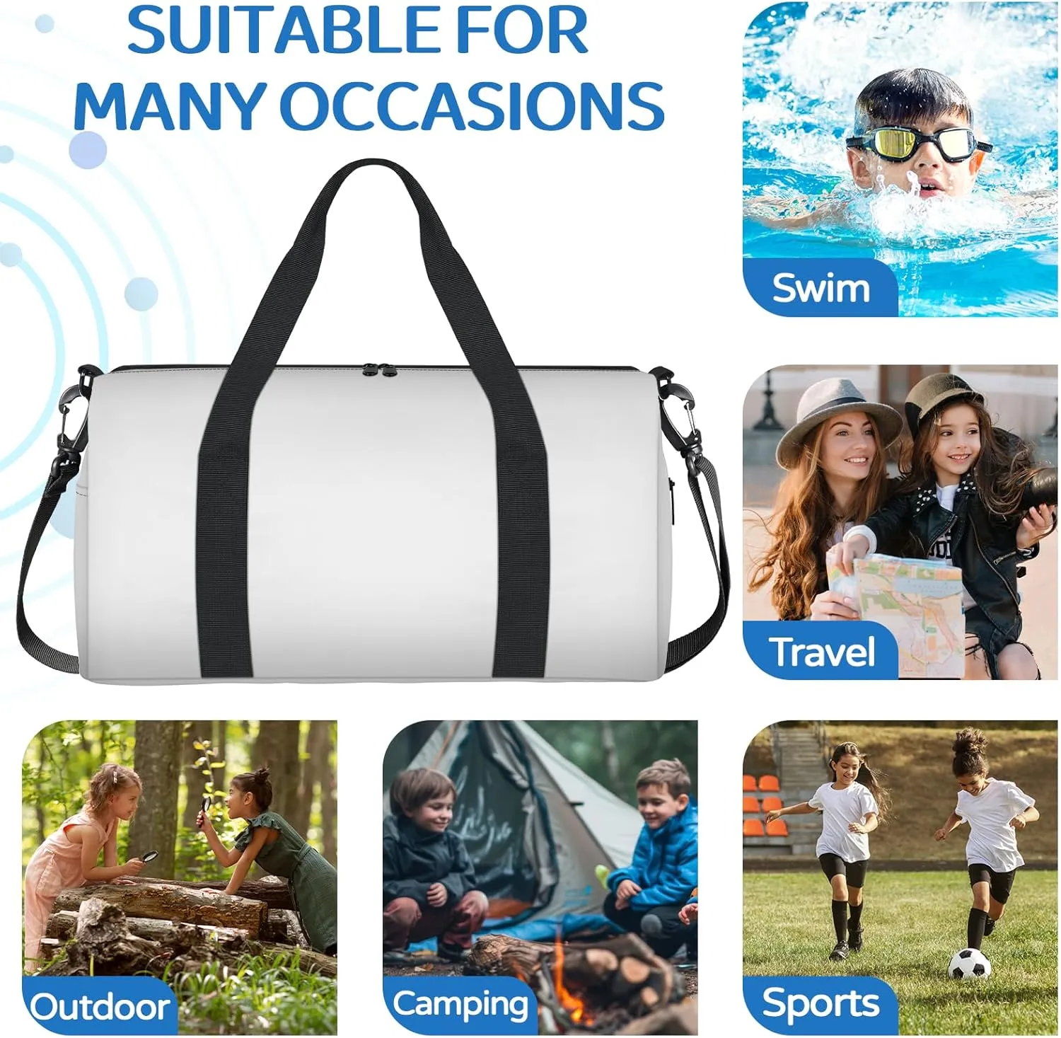 Camping Sports Gym Bag Travel Duffel Bag Overnight Duffle Bags for Boys Girls,Weekender Sleepover Bags for Travel