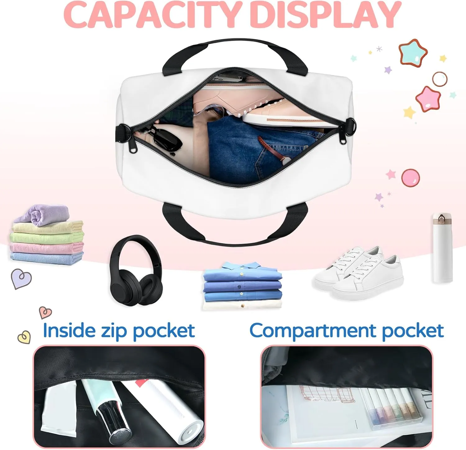 Camping Sports Gym Bag Travel Duffel Bag Overnight Duffle Bags for Boys Girls,Weekender Sleepover Bags for Travel