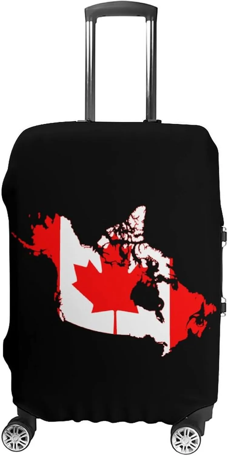 Canada Flag Map Travel Luggage Cover Stylish Suitcase Protector with Zippered Fits 19-32 Inch Baggage