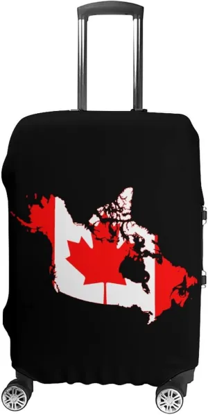 Canada Flag Map Travel Luggage Cover Stylish Suitcase Protector with Zippered Fits 19-32 Inch Baggage
