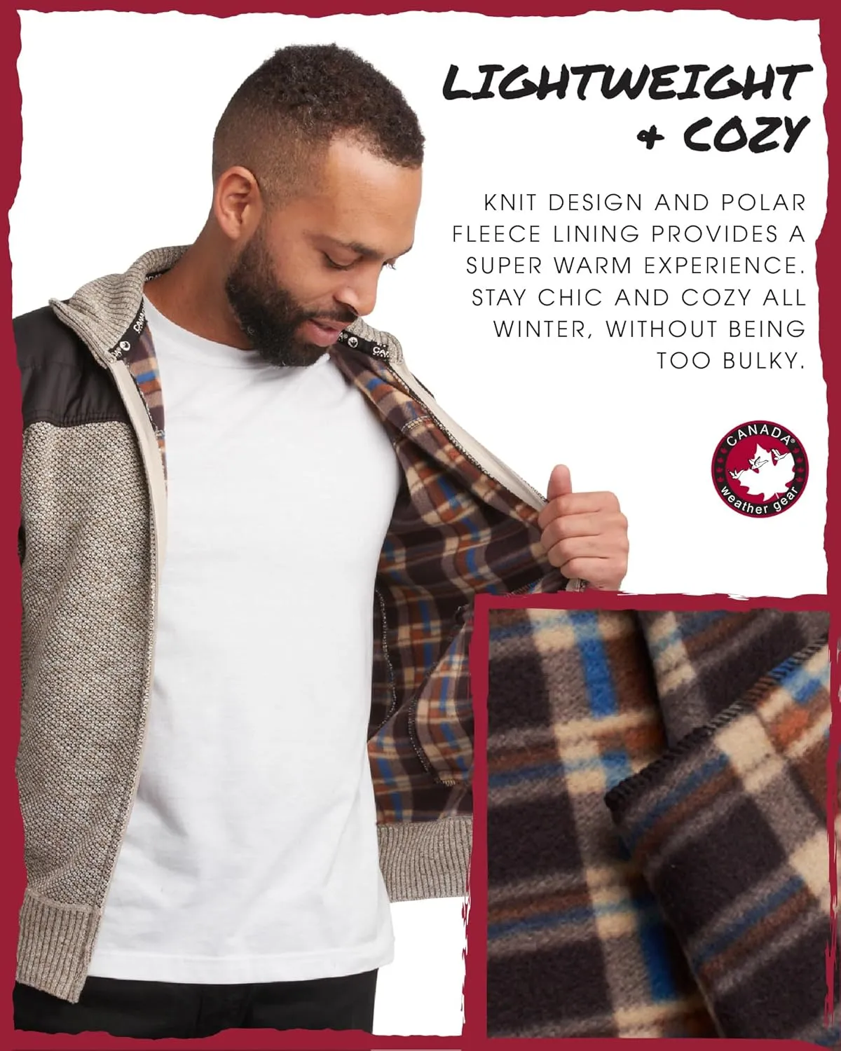 CANADA WEATHER GEAR Men's Sweater - Classic Zip Up Polar Fleece Mens Sweater - Cozy Stylish Jackets for Men (M-XXL)