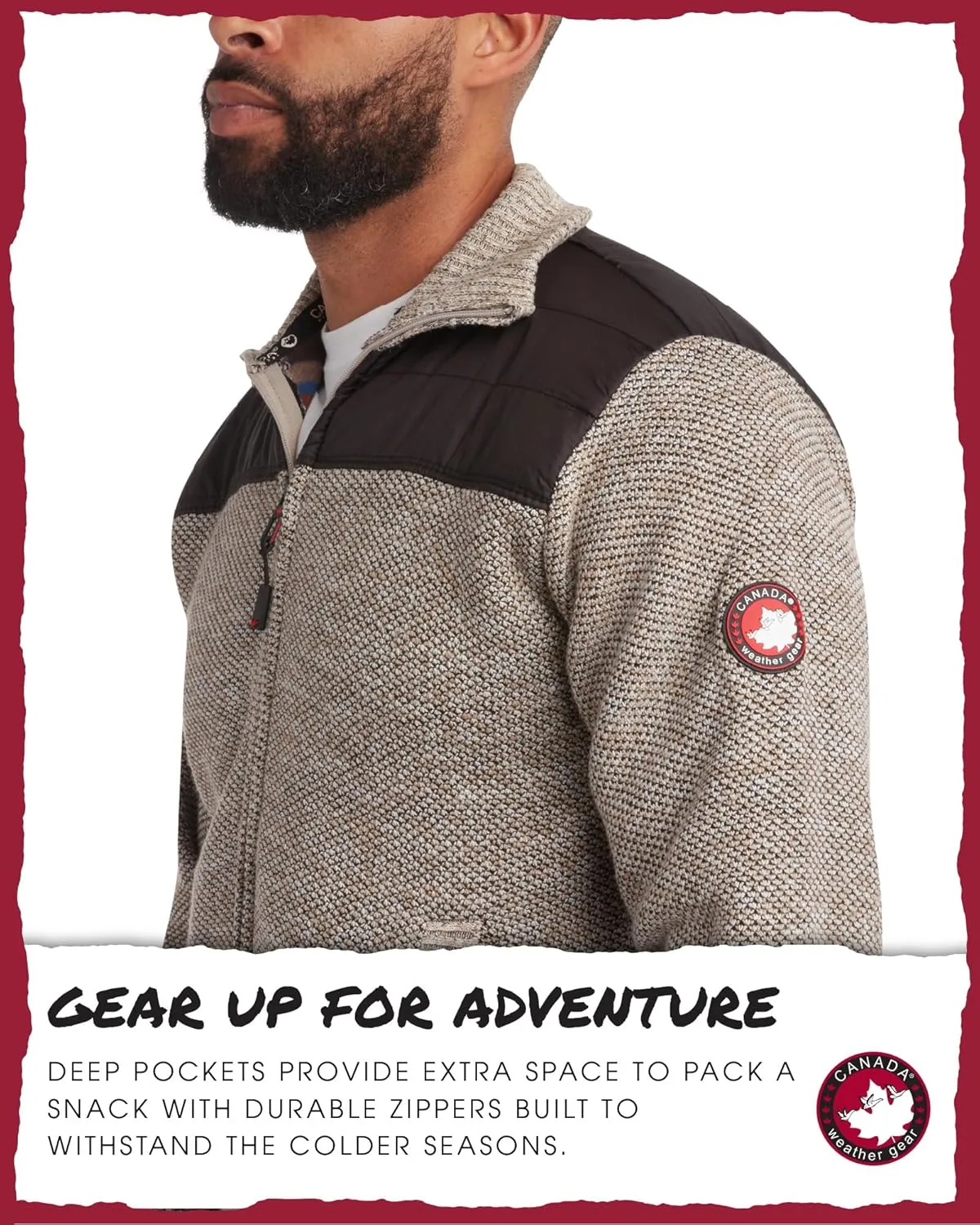 CANADA WEATHER GEAR Men's Sweater - Classic Zip Up Polar Fleece Mens Sweater - Cozy Stylish Jackets for Men (M-XXL)