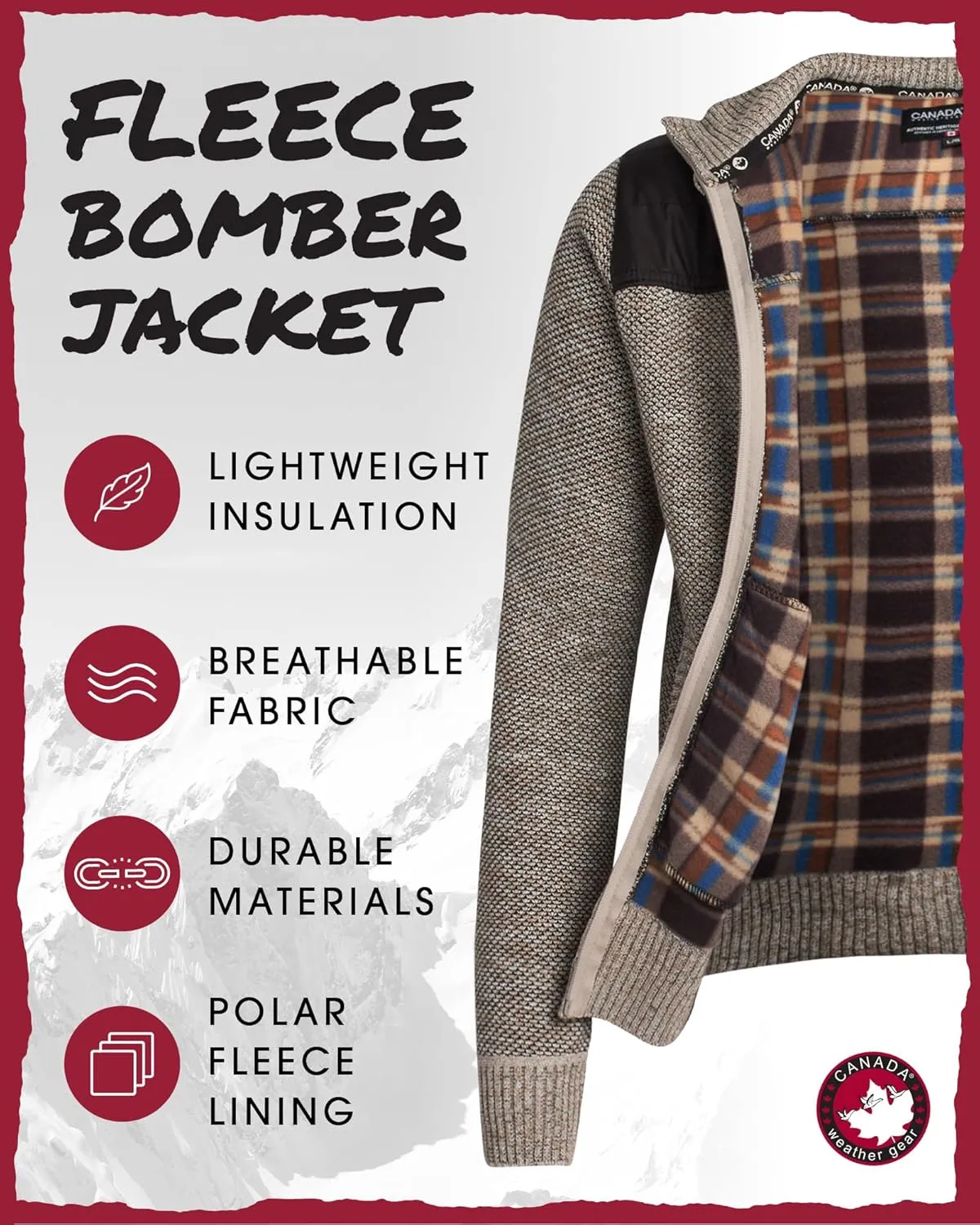 CANADA WEATHER GEAR Men's Sweater - Classic Zip Up Polar Fleece Mens Sweater - Cozy Stylish Jackets for Men (M-XXL)