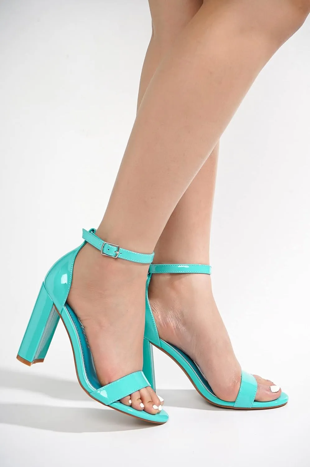 Cape Robbin Athens Open Toe Buckle Closure Block Heels (Athens)