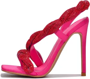 Cape Robbin Tuwe Rhinestone Coated Square Toe High Heels (Tuwe)