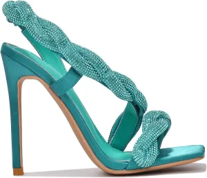 Cape Robbin Tuwe Rhinestone Coated Square Toe High Heels (Tuwe)