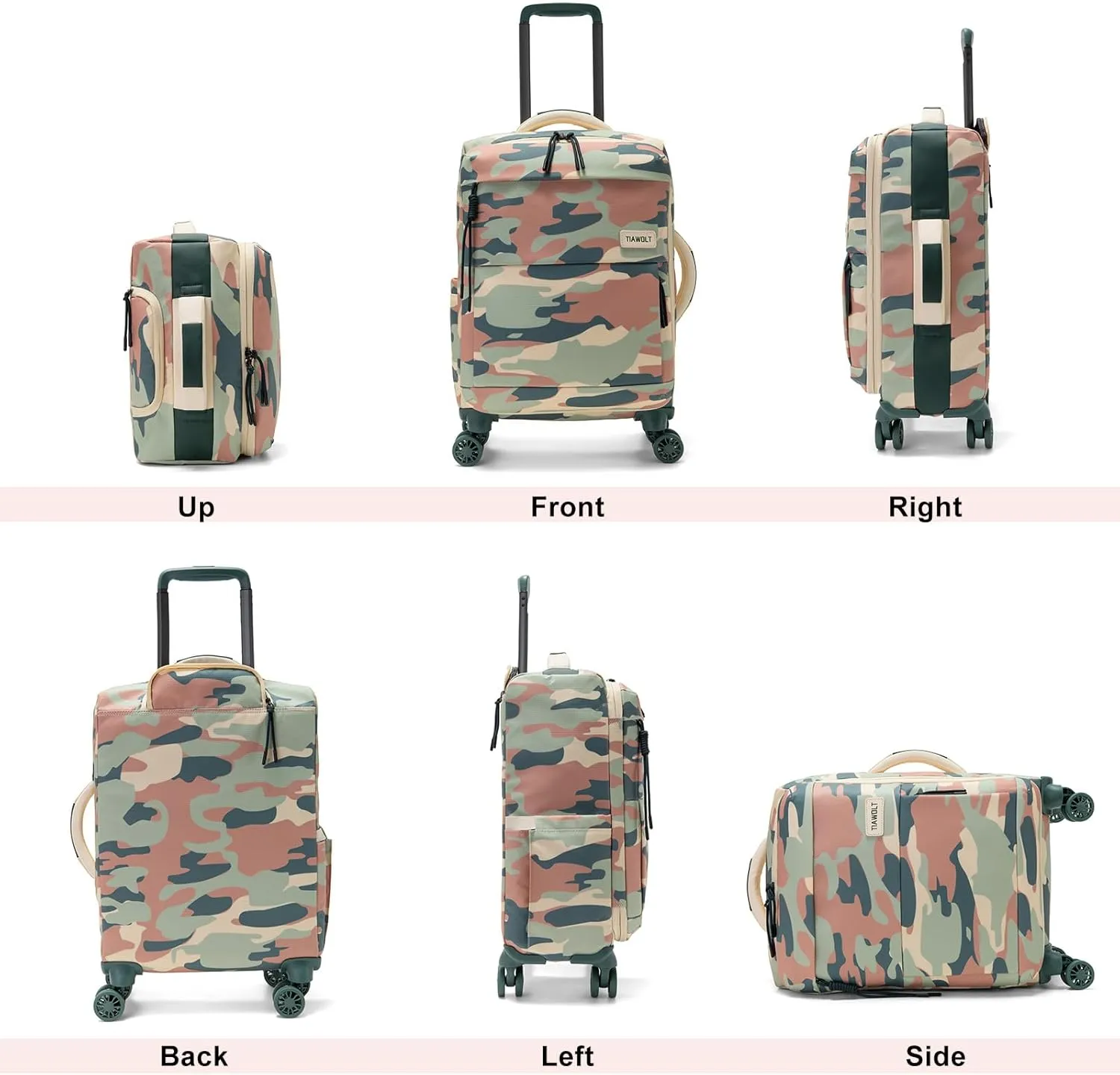 Carry on Luggage with Spinner Wheels，Airline Approved 20Inch Stylish SoftSided Lightweight suitcases with Wet/Dry Pockets Suitcase for travel(camouflage)