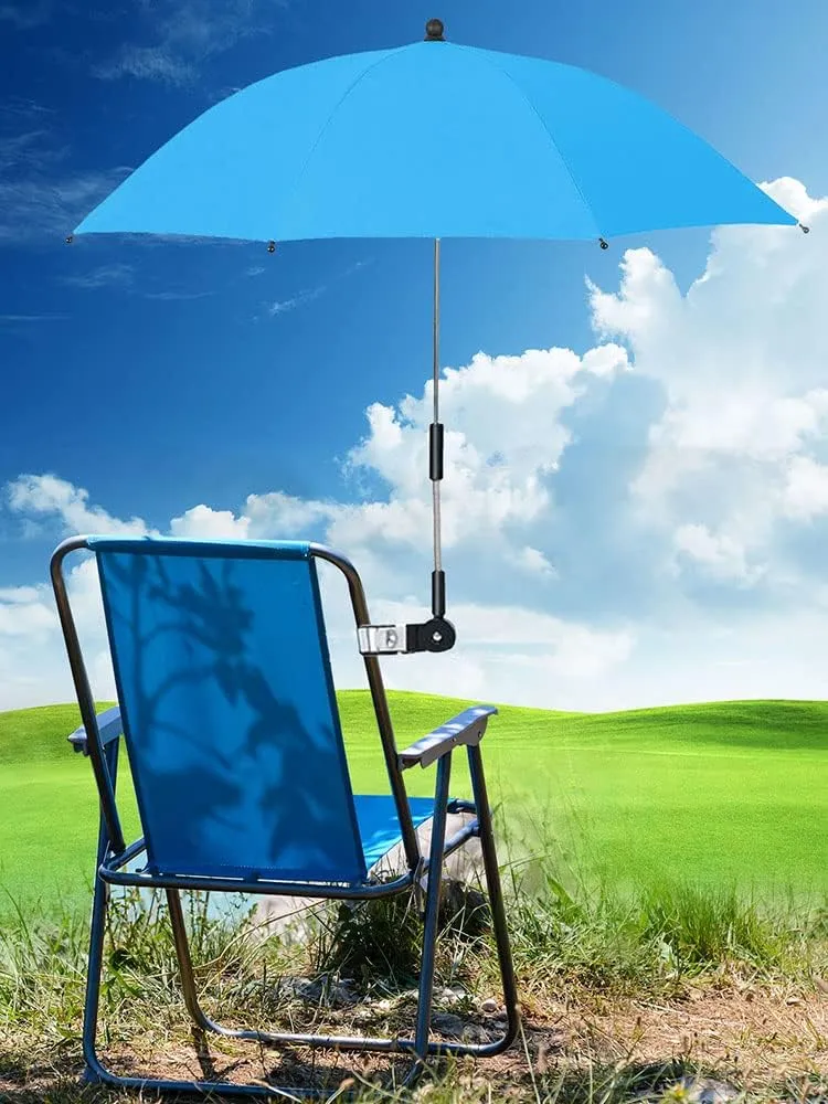 Chair Umbrella with Clamp, Flexible Outdoor Sun Protection Umbrella Portable Umbrella for Chair Beach Chairs Strollers Wheelchairs Patio Chairs Golf Carts 31.5 Inch
