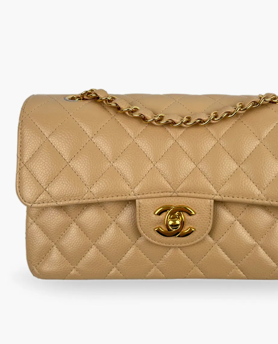 Chanel Timeless Small Beige Caviar GHW
