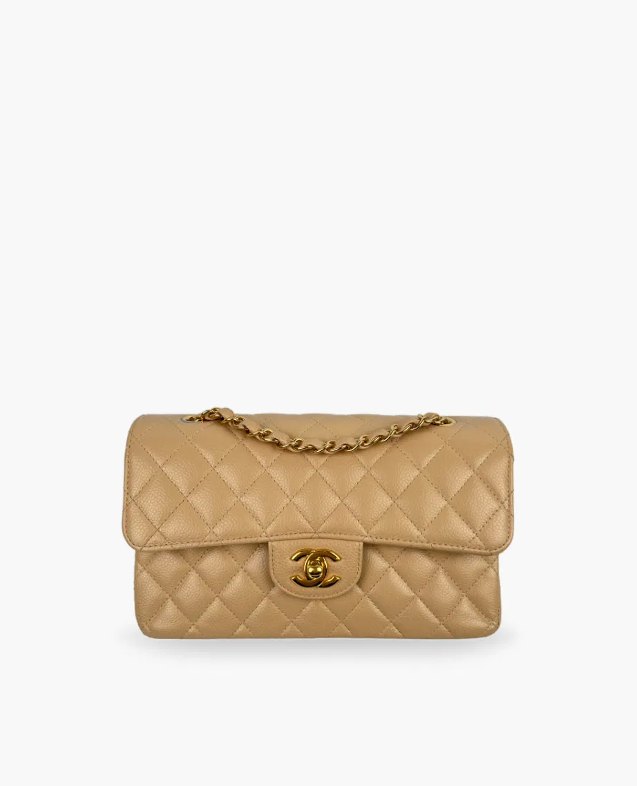 Chanel Timeless Small Beige Caviar GHW