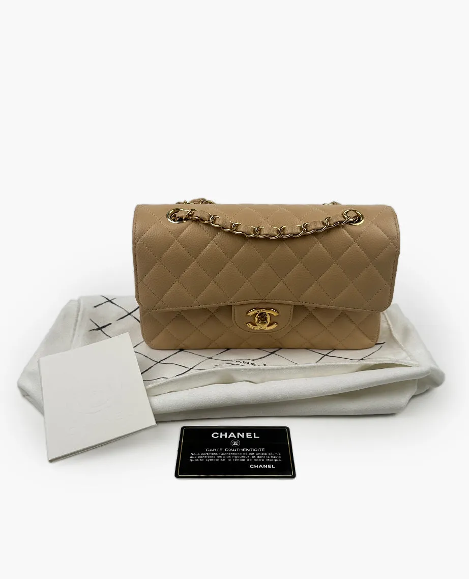 Chanel Timeless Small Beige Caviar GHW