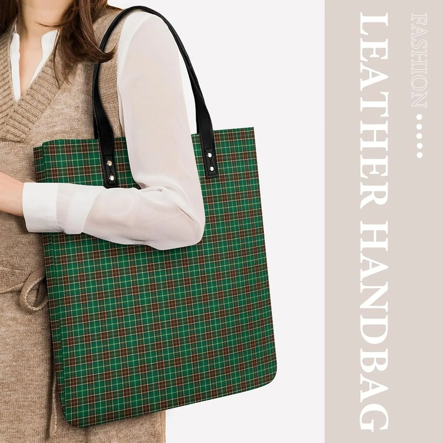 Checkered Black And White Fashionable All Printed Leather Handbag Unisex