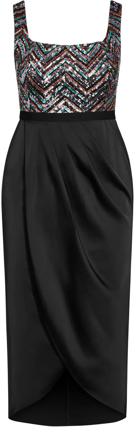 City Chic Women's Plus Size Sequin Bodice Dress