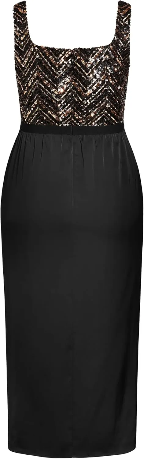 City Chic Women's Plus Size Sequin Bodice Dress
