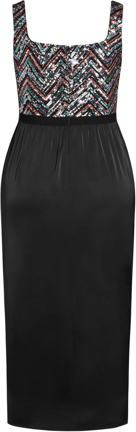 City Chic Women's Plus Size Sequin Bodice Dress