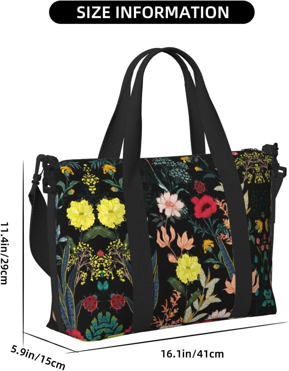 Colorful Boho Floral Hand Travel Bag For Men Women,Stylish Handheld Crossbody Travel Bag For Business Leisure Trave