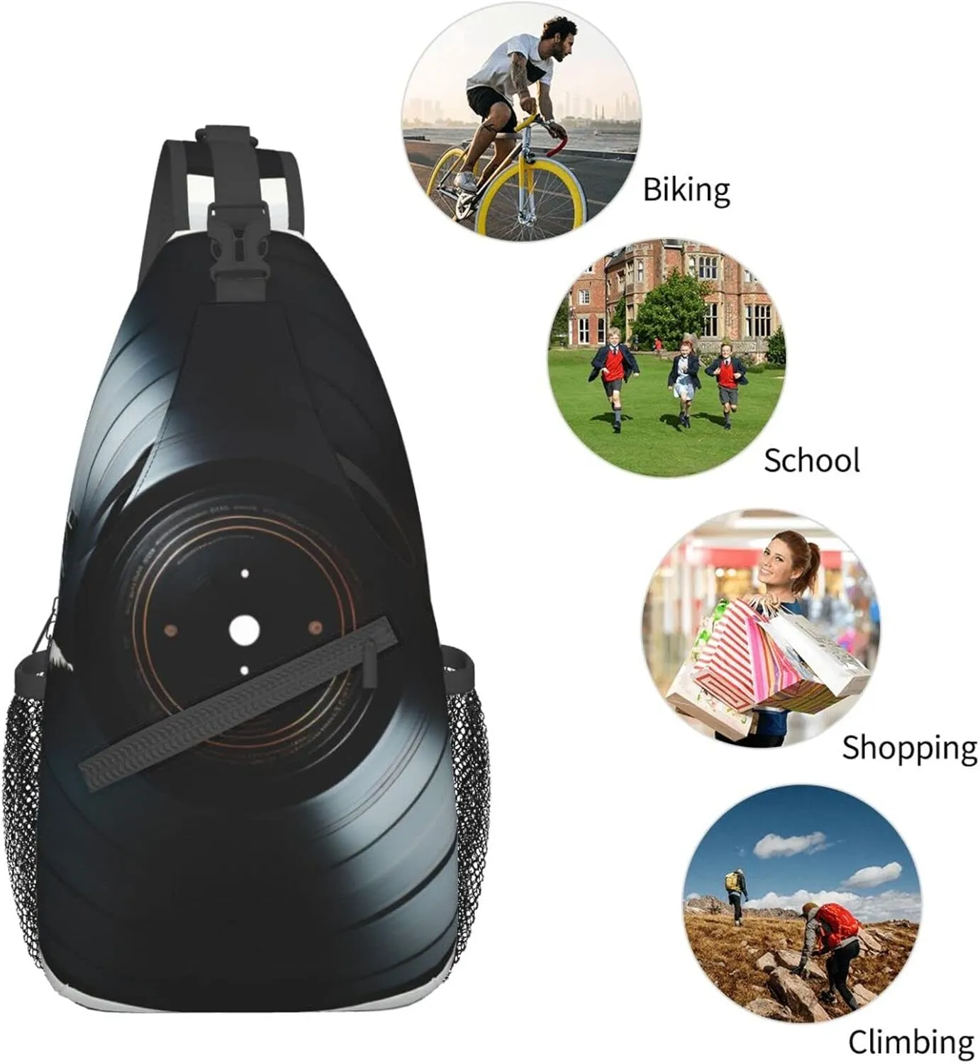 Compact Disc Outdoor Cross-body Shoulder Bag, Unisex Backpack For Women Men Young Hiking Travel
