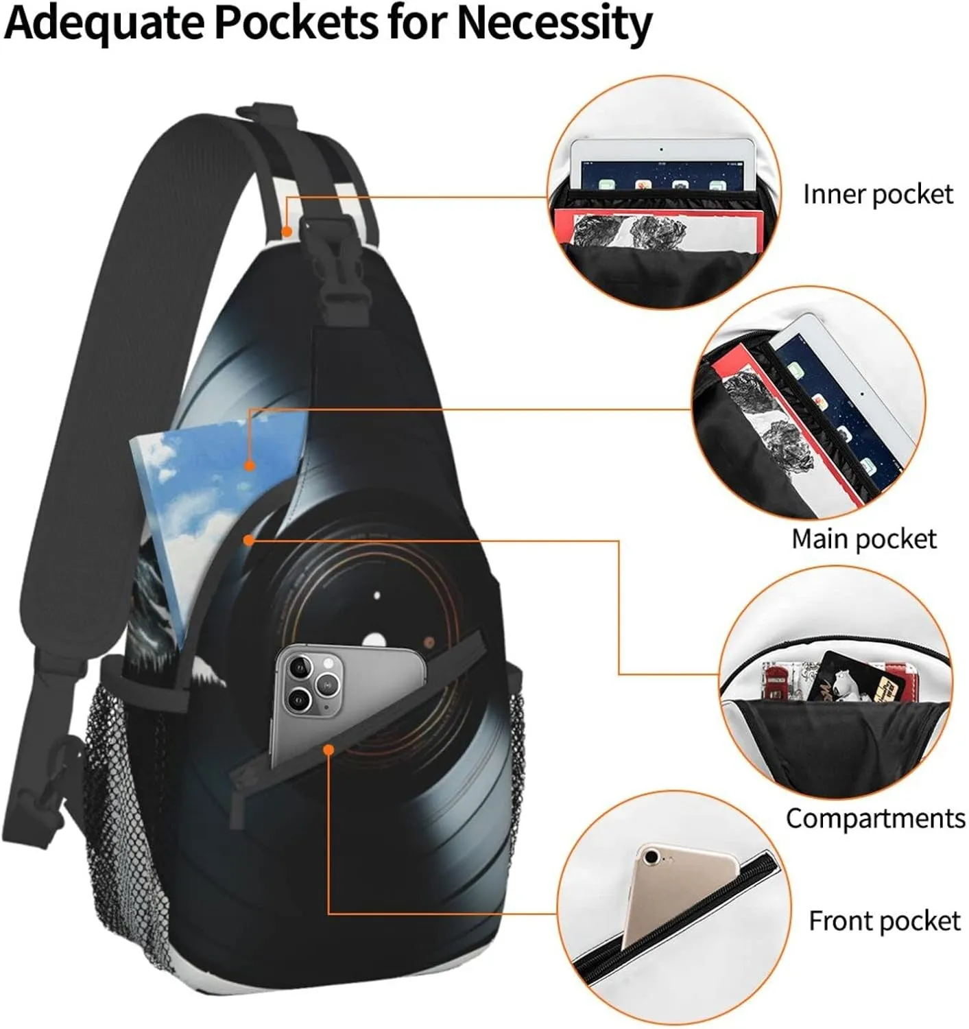 Compact Disc Outdoor Cross-body Shoulder Bag, Unisex Backpack For Women Men Young Hiking Travel