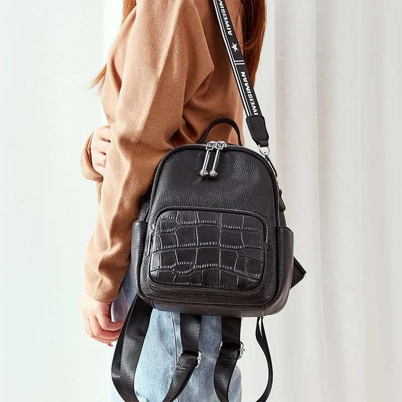 Compact Leather Backpack