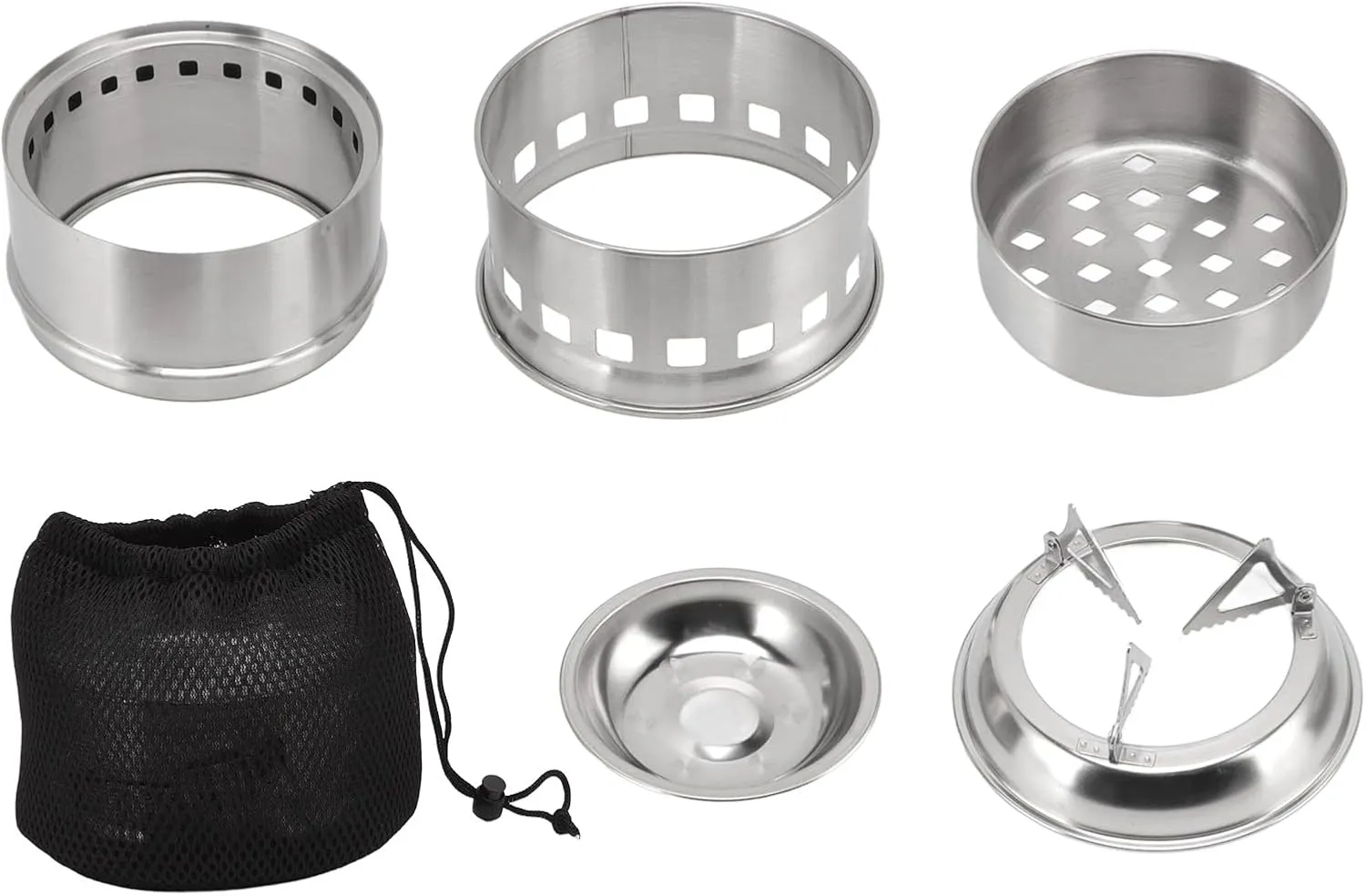 Compact Stainless Steel Alcohol Stove - Portable Camping Hiking Stove with High Combustion Efficiency, Easy to Use - Suitable for Camping, BBQ, Picnic (Round)