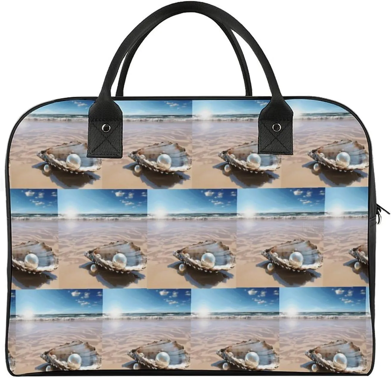 Convenient Travel Bag, Ocean Beach Mussel Pearl Print Travel Handbag Large Capacity Tote Travel Tote Stylish Travel Bag Durable Travel Bag