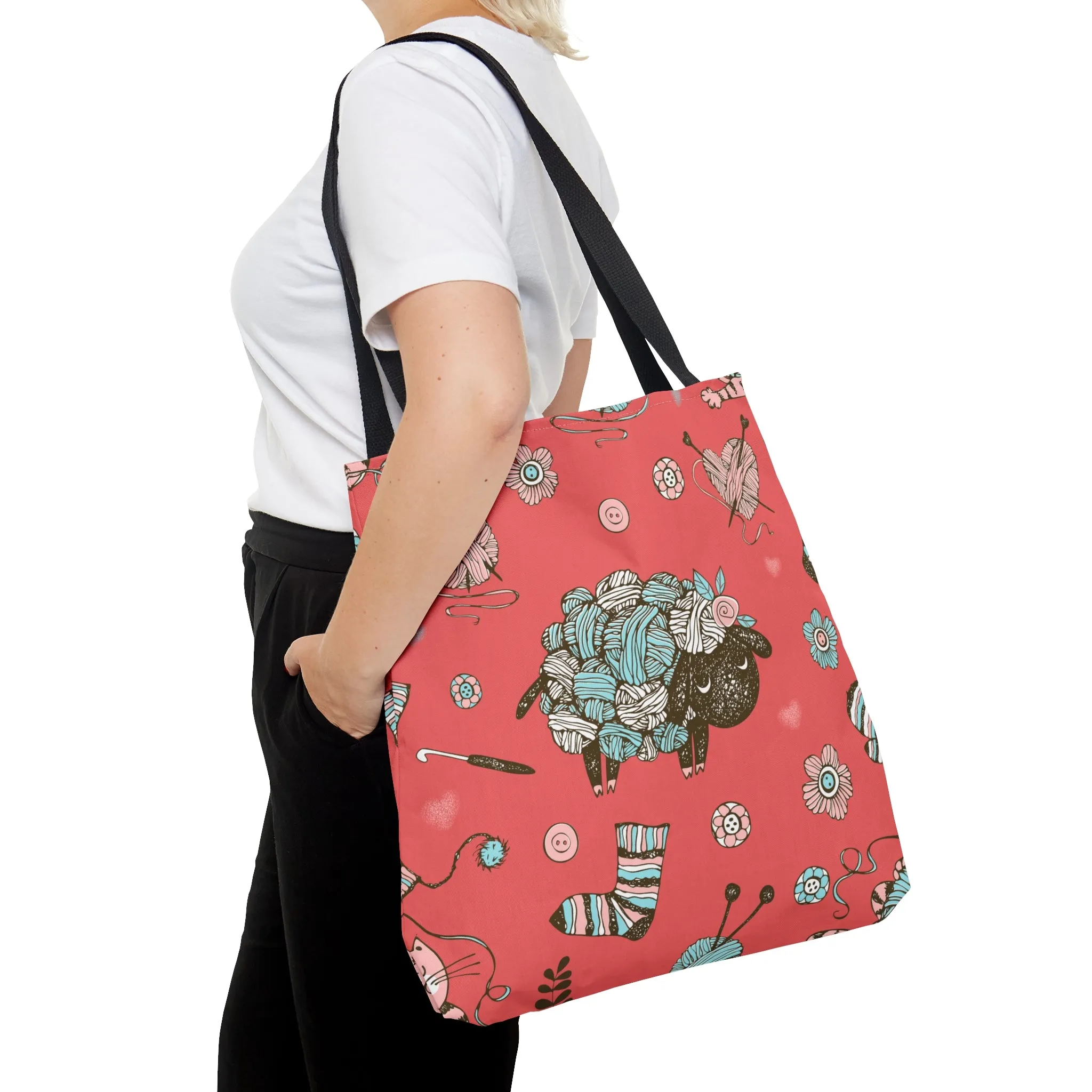Craft, Crochet or Knitting Tote Bag, Yarn Storage Shoulder Bags, Gift for Knitter, Crafter, Grocery Shopping, School, Resusable, Travel Bag