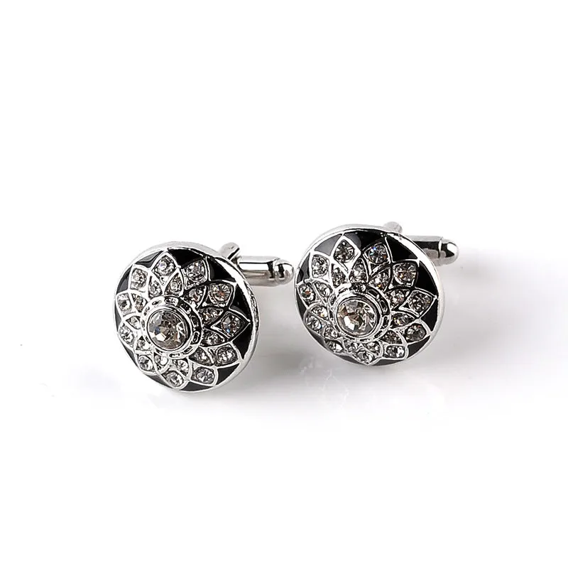 Crystal Flower Shape Cufflinks