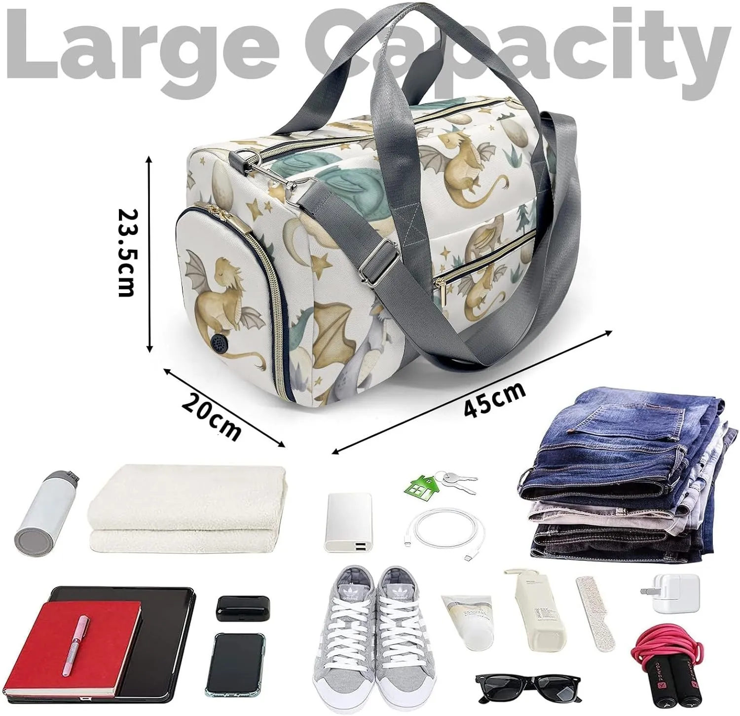 Custom Duffel Bag Dragon Baby Animals Watercolor Sporty and Stylish: The Best Travel Bags for Athletes
