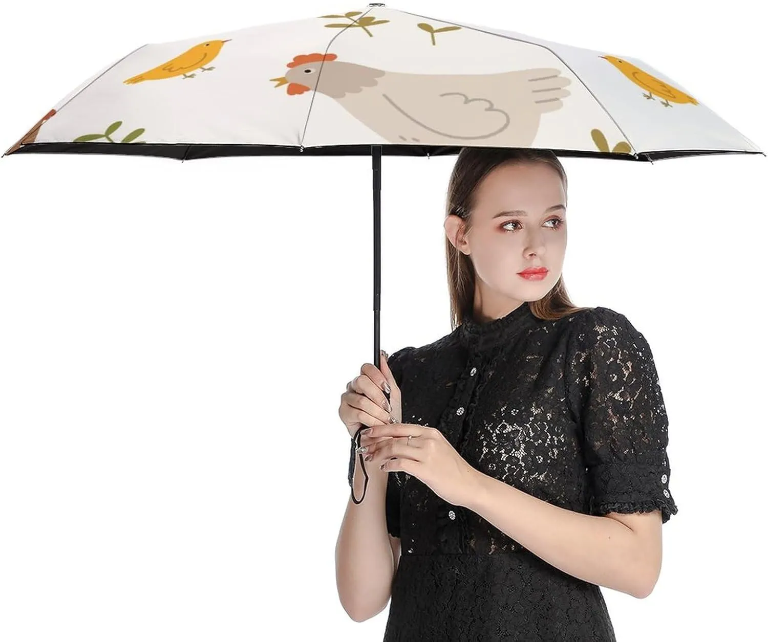 Cute Dog Heads Compact Travel Umbrella, Windproof Waterproof Stick Umbrella Protection Umbrellas