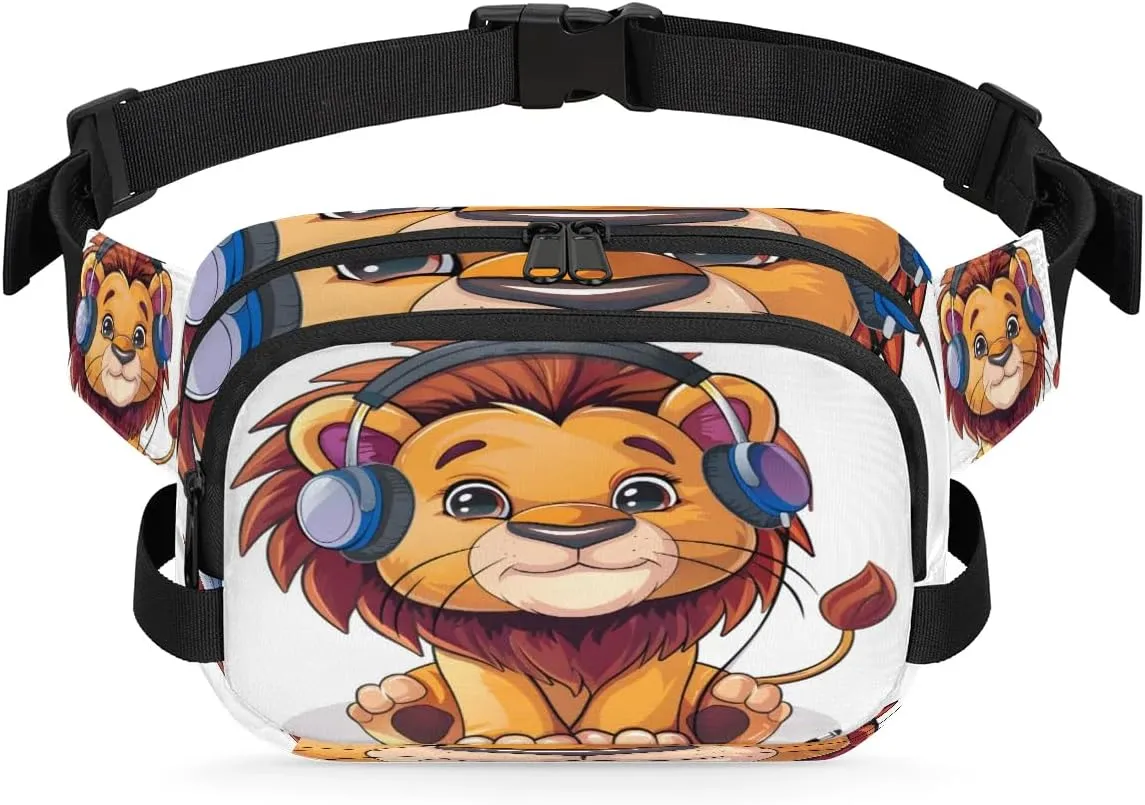 Cute Lion Fanny Packs Belt Bag for Women Man Cartoon Lion Waist Pack Fashion Crossbody Bag Hip Bum Bag with Adjustable Strap for Outdoors Workout Casual Traveling Running Hiking Cycling