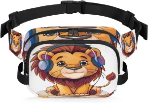Cute Lion Fanny Packs Belt Bag for Women Man Cartoon Lion Waist Pack Fashion Crossbody Bag Hip Bum Bag with Adjustable Strap for Outdoors Workout Casual Traveling Running Hiking Cycling