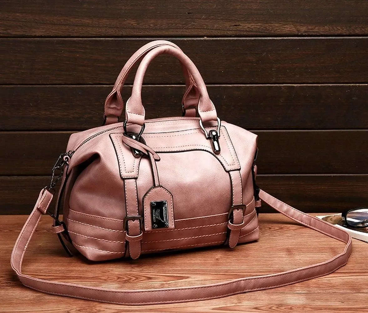 Dayfine Women's Retro Handbag Oil Wax Leather Temperament Pendant Shopping Bag