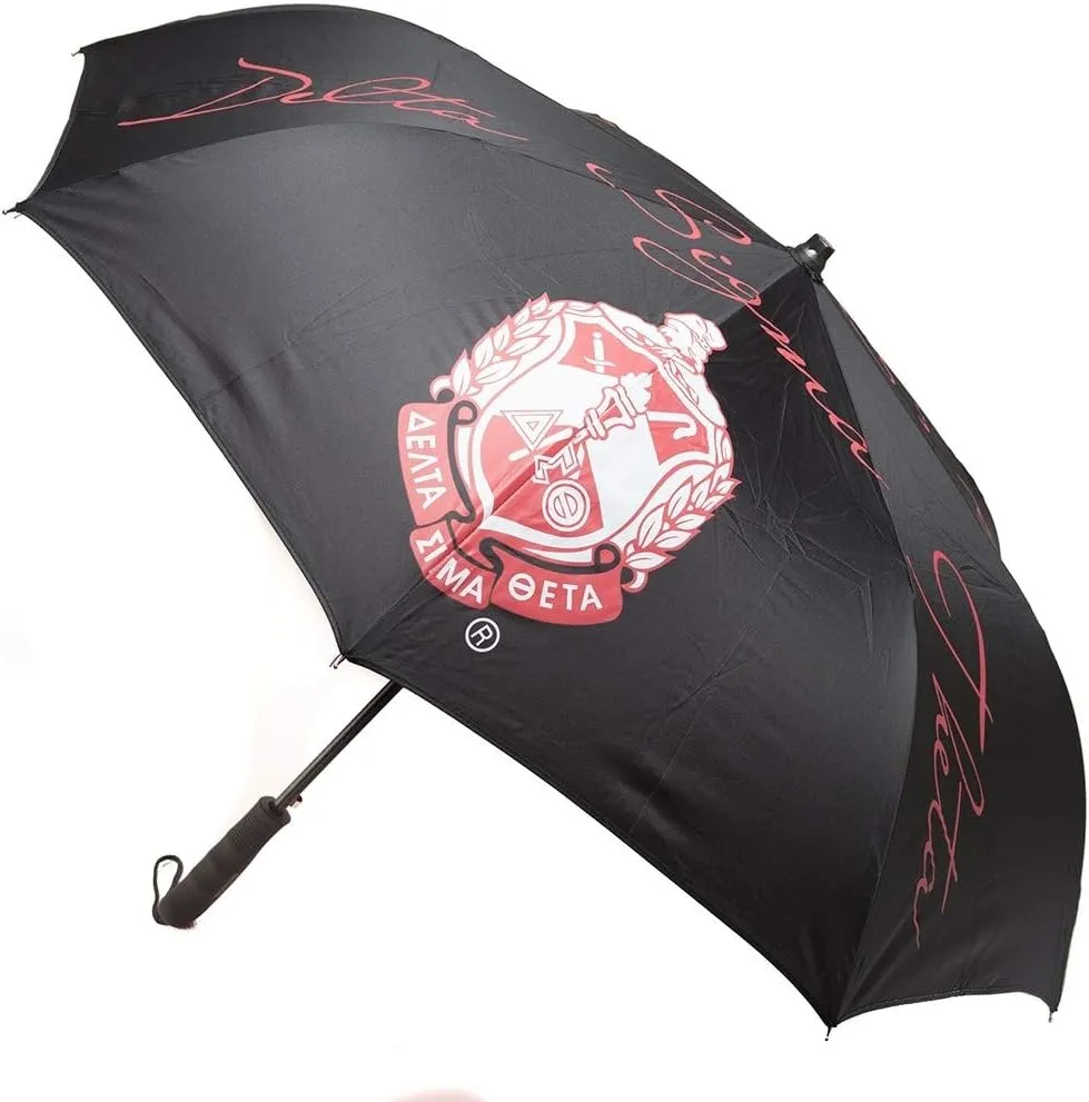 Delta Sigma Theta Sorority Upside Down Inverted Dual Layer Umbrella Black