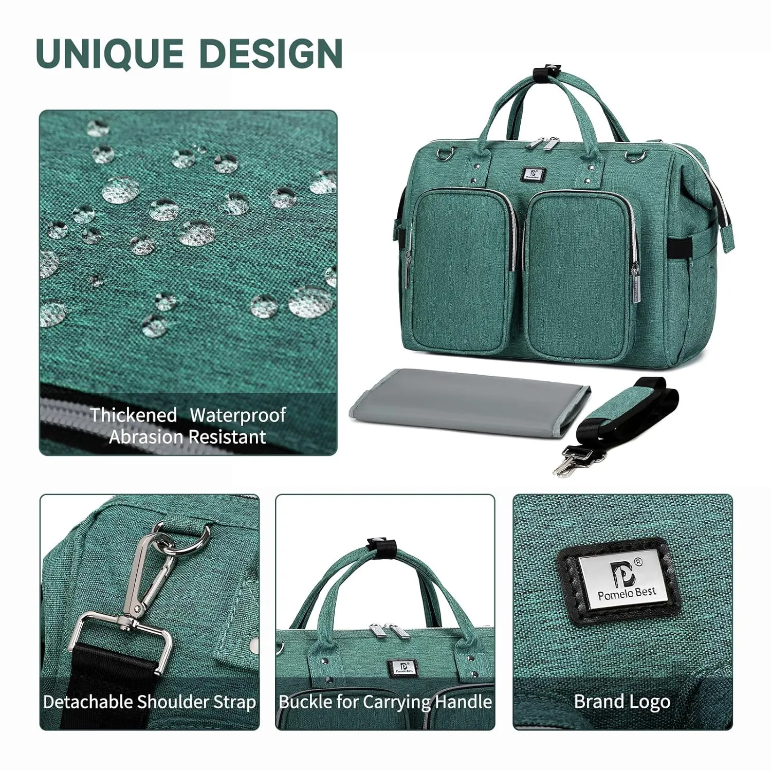 Diaper Bag Totes with Changing Pad & Stroller Straps, Large Portable Newborn Baby Bags, Unisex and Stylish Travel Diaper Backpacks for Mom and Dad (Green)