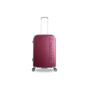 Discovery Focus ABS Hardside Checked Travel Luggage, Durable Lightweight 4 Double Wheel Expandable Trolley Bag, TSA Combination Lock, 24" Suitcase, Check-In Medium Trolley - Purple.