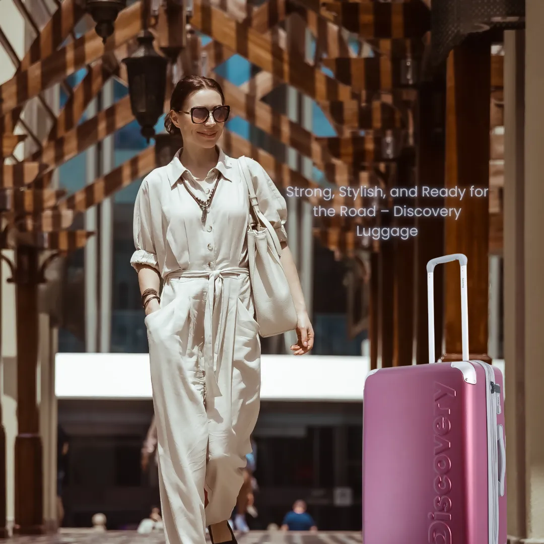 Discovery Focus ABS Hardside Checked Travel Luggage, Durable Lightweight 4 Double Wheel Expandable Trolley Bag, TSA Combination Lock, 24" Suitcase, Check-In Medium Trolley - Purple.