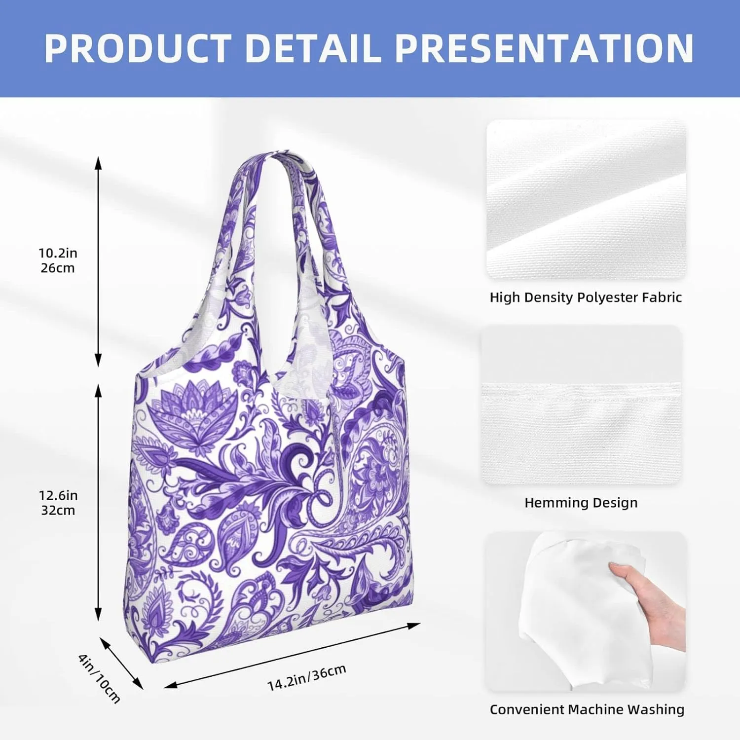 DKJlitter Fashion Canvas Tote Bag, Reusable Grocery Shopping Bag, Large capacity shopping bag Daily Utility Bag