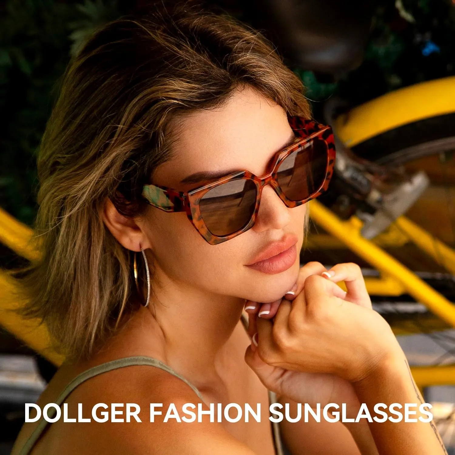 Dollger Polarized Big Trendy Square Cat Eye Sunglasses for Women Fashion Cool Stylish Retro Designer Sun Glasses UV400