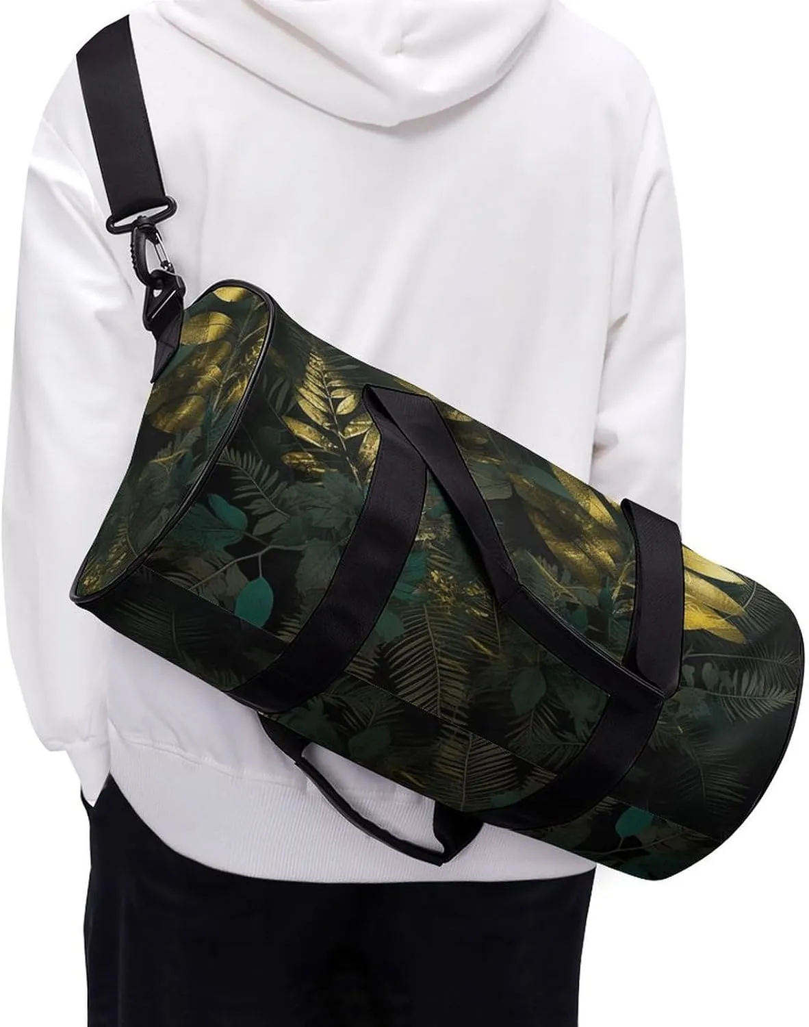 Duffel Bag for Men Women Gym Bag Golden Decorative Pattern Travel Duffel Bag Waterproof Overnight Bag for Sports Workout