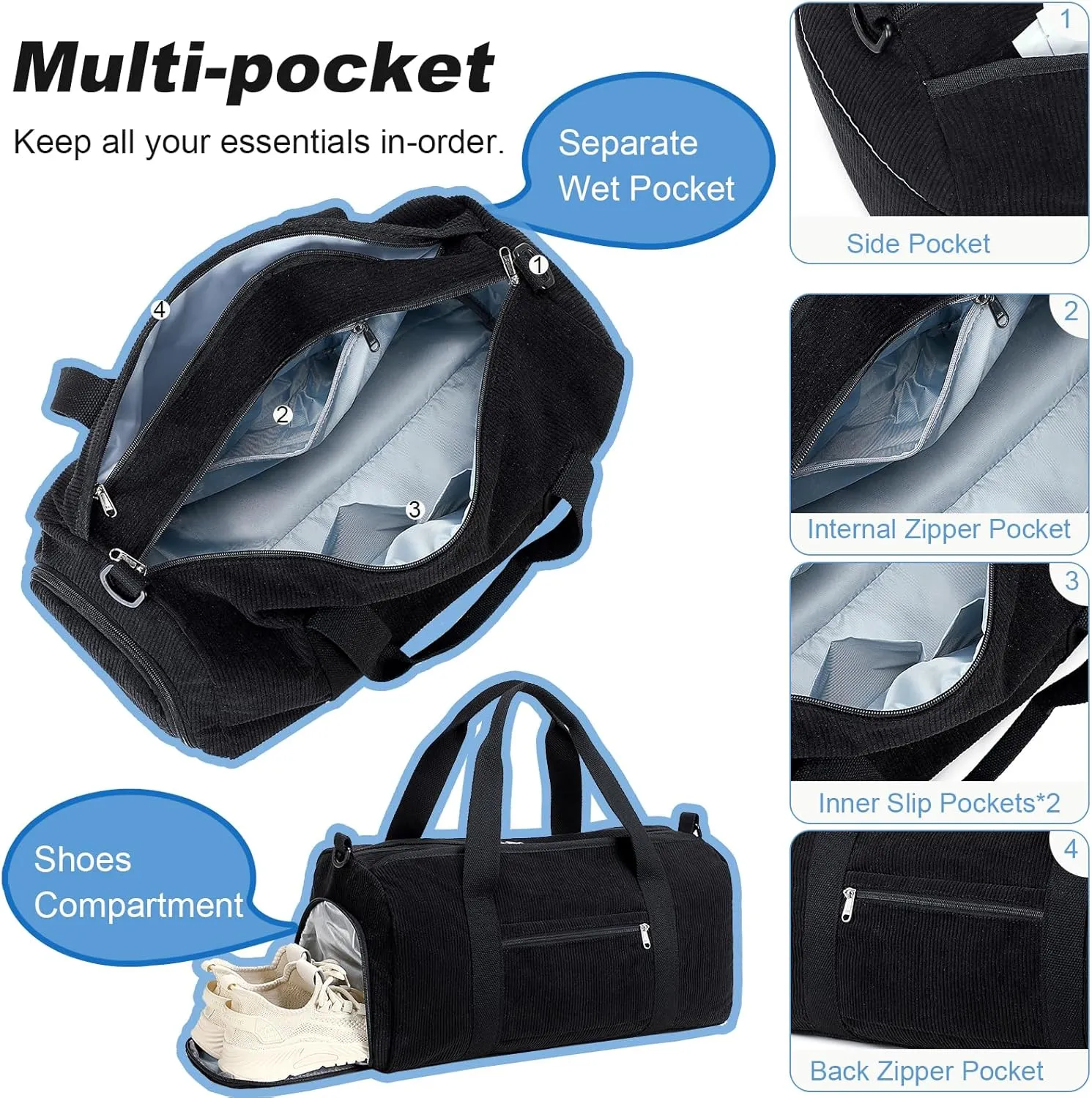 Duffle Bag for Gym Sports Women Girls Workout Travel Bag Weekender with Shoe Compartment and Wet Pocket