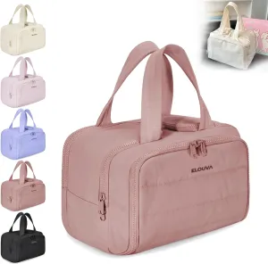 Elouva Toiletry Bag, Elouva Large Capacity Travel Cosmetic Bag, 4-In-1 Puffy Multi-Functional Toiletry Bags, Portable Waterproof Open Flat Organizer Bags, Can be taken on board (pink)