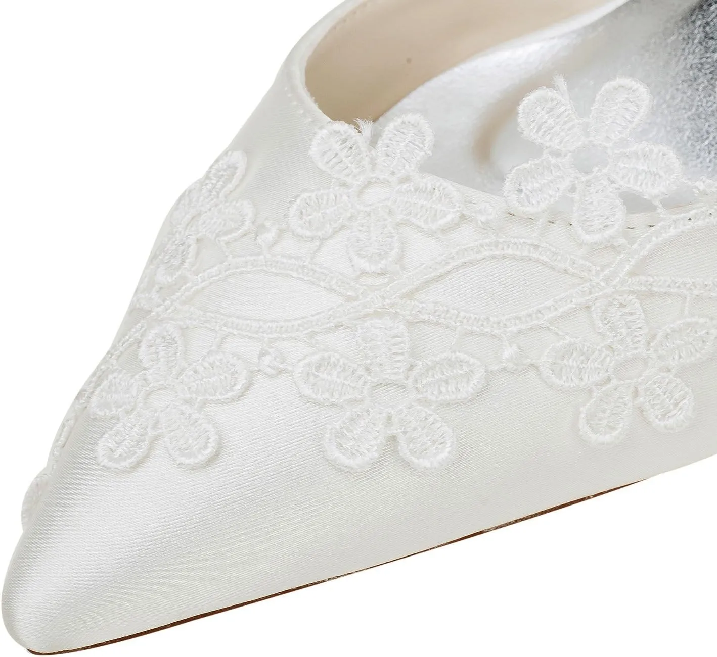 Emily Bridal Ivory Wedding Shoes High Heel Pointed Toe Flowers Beaded Bridal Pumps